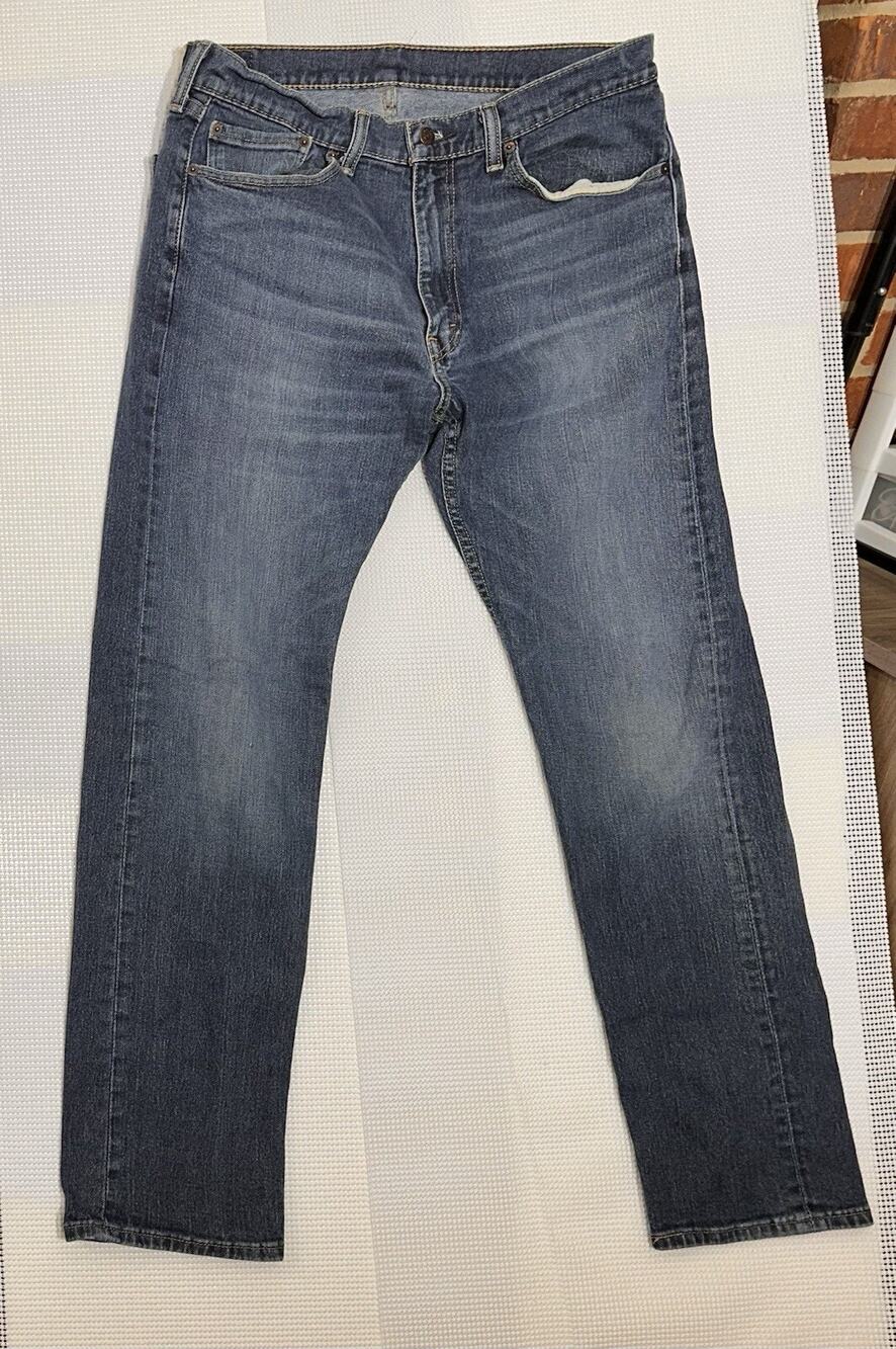 Levis 505 Jeans Men 36x34 Straight Leg Regular Fit Denim Pants Western Country